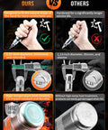 Comparison of 1/2 Inch Manual Reversible Impact Driver Set With Extractor Bits 12 Piece S2 Steel vs others highlighting design and durability features.