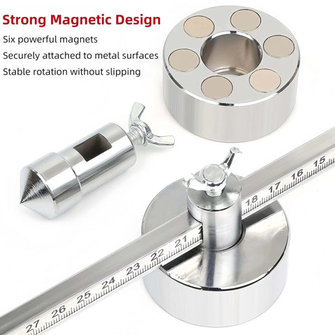 Magnetic Circle Cutting Guide For Plasma Cutters With Compass Wheel Jig Pro Grade Adjustable 10 To 100 Cm Diameter with magnets.