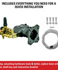 4400 PSI 4.0 GPM Horizontal Replacement Pressure Washer Pump Kit with hardware and hose for power washers
