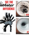 Before and after cleaning with 12 Foot Dryer Vent Cleaning Extension Rod Kit For LintEater Rotary Cleaners