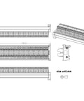 Diagram of 30 Position 24A 400V Screw Terminal Block Distribution Module for DIN Rail Mount, heavy-duty dimensions, multiple views.