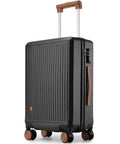 Carry On Luggage With Spinner Wheels That Fits 22 By 14 By 9 Inches, Airline Approved Hard Shell Carry On With TSA Lock in black.