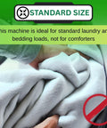 Killer Compact Washing Machine With 2.2 Cu Ft Auto Sense Water Level Detection 1400 Rpm Spin Fifteen Wash Cycles LED panel showing standard size laundry guidelines.