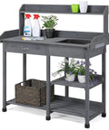 Outdoor Potting Bench Table All In One Garden Workstation With Drawer Adjustable Shelf Removable Sink Hooks And Pads