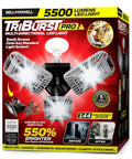 Packaging of Triburst Deluxe Ason TV 5500 Lumens 6500 Kelvin Ultra Bright LED Ceiling Light With 144 LEDs Multi Directional Triple Panel.