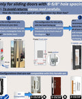 Diagram showing installation guide for Heavy Duty Sliding Glass Door Handle Set 6 5/8 Inches Black Zinc Finish With Ergonomic Grip.