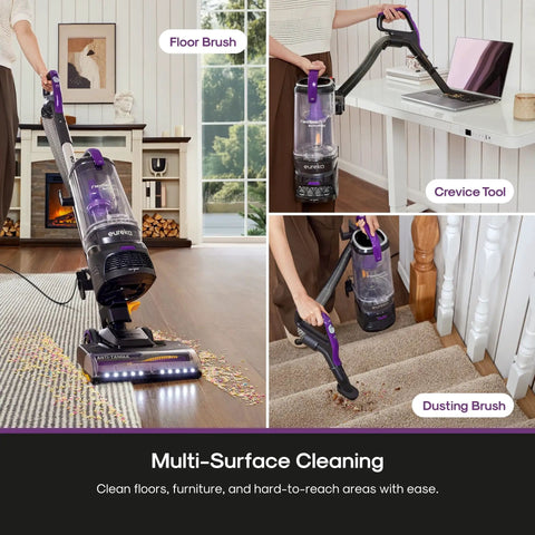 Eureka FlexReach Bagless Vacuum With Lift-Away Wand And Swivel Base For Stairs Upholstery And Hardwood. Powerful Suction Corded Cleaner For Whole House Deep Cleaning Dust Pet Hair. Versatile Stick And Canister Combo Made Easy For Every Room In Your Home