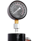 Top view of a pressure gauge on the Heavy Duty Hydraulic Shop Press, showing precise measurements up to 70 tons.