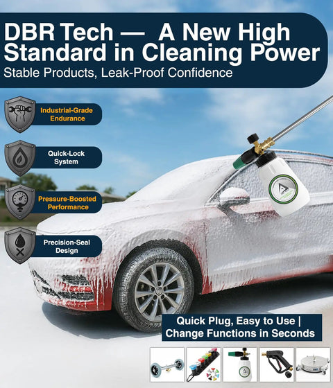 Car being cleaned with Pressure Washer Quick Connect Kit With M22 14mm Brass Adapter Set attached to spray gun.