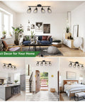 Four Light Semi Flush Mount Ceiling Light With Dope Rotatable Track Heads And Metal Cage Adjustable Arm Design In Various Rooms