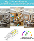 G9 LED Bulbs 10 Pack 4W 40W Halogen Replacement Ceramic Base 120V 360 Degree Beam displays CRI 85+ color rendering vs CRI 60, 70