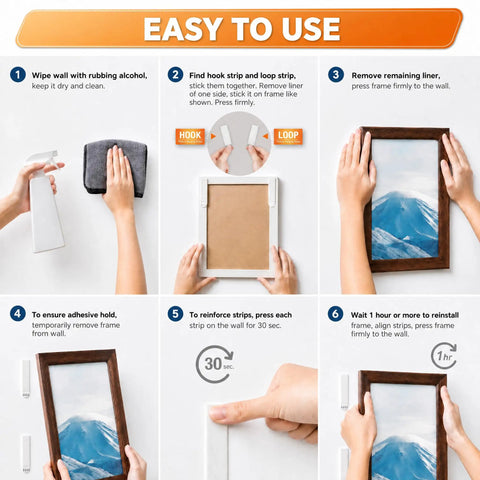 Step-by-step guide using Large Picture Hanging Strips 28 Pairs 56 White Strips Heavy Duty Adhesive Hook And Loop Tape Removable Damage Free Wall Hangers Holds Up To 16 Lbs For Frames Photos And Holiday Decor
