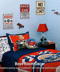 Rad No Speed Limit Metal Tin Wall Sign For Car Freaks And Street Savvy Crew Badass Garage Bedroom Decor Funny 12 By 8 Inch Novelty Home Art Vibe Gift Dude in a boy's bedroom.