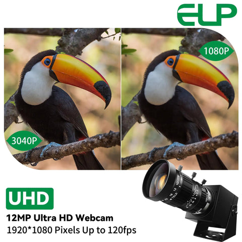 5-50mm 10X USB Zoom Camera With 12MP Sensor 1080P 120FPS Varifocal CS Mount Lens features shown on bird photo comparison