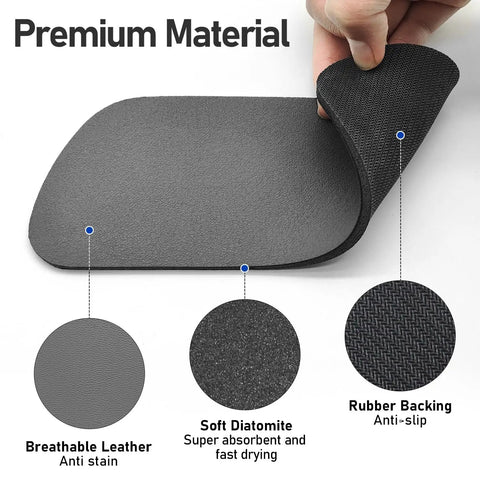 Two Pack Fridge Drip Tray Mats Cuttable 8.3 By 3.1 Inches Absorbent Ice Dispenser Mat For Samsung Whirlpool GE Fridge Drip Pad Trapezoid Grey material layers