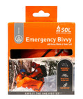 Ninety Percent Heat Reflective Emergency Bivvy With Survival Whistle And Paracord Drawstring in orange packaging
