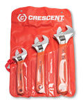 Three Piece Adjustable Cushion Grip Wrench Set With 6 Inch, 8 Inch And 10 Inch Jaw Wrenches, Wide Knurl For Easy Adjustments