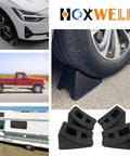 4 Pack Wheel Chocks For Travel Trailers And RVs, Non Slip Stackable And Lightweight Wheel Stoppers For Cars Campers And Trucks, 8.1 By 6.1 By 4.5 Inches, Black.