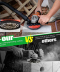 Dust Shroud For Angle Grinder 4.5 To 5 Inch With 360 Degree Detachable Connector Universal Fit Includes 2 Pack 5 Inch Diamond Cup Wheels Keeps Dust Down On Concrete Cement Marble Granite Surfaces shown in use
