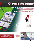 Golf Putting Mat With Alignment Mirror, Two Speed Practice Mat For Indoor And Outdoor Use, 20 Inch By 10 Foot, Anti Slip Backing