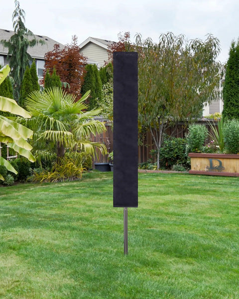 Backyard Game Changer Umbrella Clothesline, 12 Line Outdoor Drying Rack with protective cover in yard.