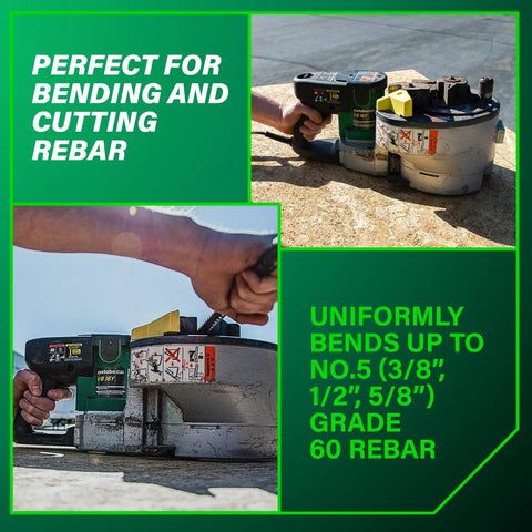 Portable Rebar Bender And Cutter With 8 Amp Pro Motor Bends And Cuts Grade 60 Rebar Up To 3/8 1/2 Or 5/8 Inch Max 180 Degree Angles