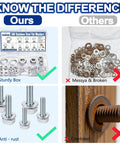 300-piece stainless steel flat washers set in a clear organizer case, sizes M2–M12 for screws and bolts