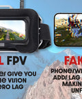 Comparison of FPV goggles with real-time vision vs phone streaming for Micro FPV Racing Drone Ready To Fly Kit With Goggles And Controller.