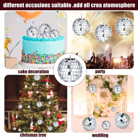 20 Piece Mini Mirror Disco Balls Set With Rope Assorted Silver Reflective Party Decor For 70s Weddings Dance Floors