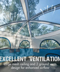 Interior view of 8 Person Family Camping Tent With Porch And Two Room Cabin Weather Resistant Outdoor Tent featuring mesh ceiling and vents for ventilation.