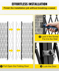 Effortless installation steps for Heavy Duty Double Folding Security Gate Eighty Seven Inches Tall By One Hundred Fifty Inches Wide Built Like A Tank With Fourteen Gauge Steel And Black Powder Coat For Serious Perimeter Lock Down.