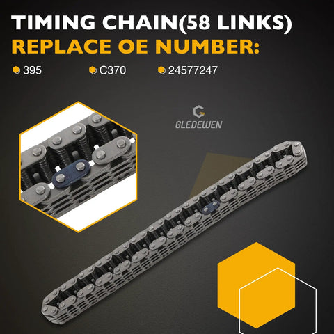 Close-up of 2.2L Timing Chain Kit With Sprocket For 1994 to 2003 GM 2.2L OHV Engines, replacement OE numbers visible