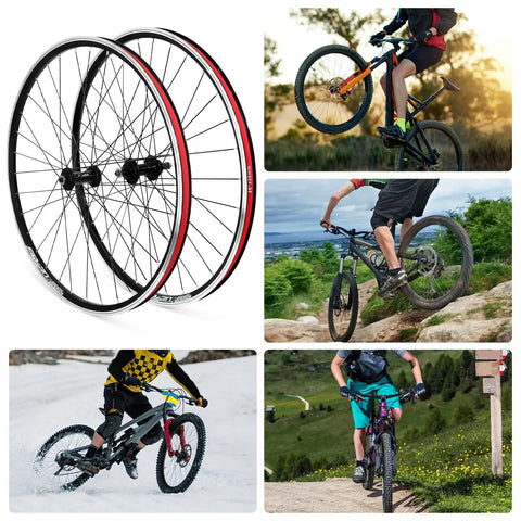 26 Inch Mountain Bike Wheelset With Quick Release For MTB V Brakes Light As A Feather Aluminum Alloy Double Wall Rims Black 32H