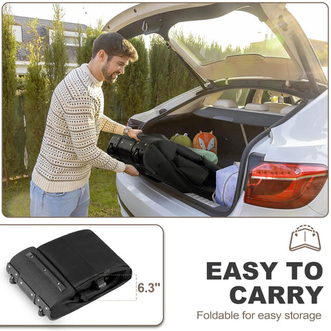 Man placing Heavy Duty Golf Travel Bag With Wheels Soft Sided Golf Club Cover Made From 600D Polyester in car trunk
