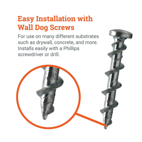 Close-up of Wall Dog Screw for Badass Heavy Duty Picture Hangers With Tough Aluminum Grip, ideal for drywall and concrete installation.