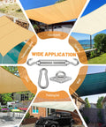 Various outdoor areas using the 6 Inch Shade Sail Hardware Kit For Triangle And Rectangle Installations, Heavy Duty 304 Stainless Steel Accessories