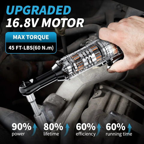 Using Cordless 16.8V 3/8 Inch Drive Ratchet Wrench Set With 550 RPM Variable Speed, Heavy Duty Copper Motor in automotive repair