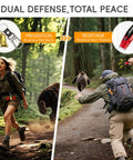120dB Bear Bell With Electronic Air Horn Dual Bear Deterrent System For Hiking Camping Fishing And Biking Women Pro Safety Kit Gear Up For Any Trail Adventure And Peace Of Mind On The Go showing usage