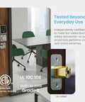Heavy Duty Commercial Smart Deadbolt 10 Pack Fire Rated Keypad Lock with biometric access shown on an office door.
