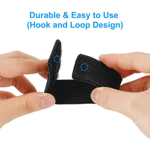 Four Pack Heavy Duty Belt Keepers Fit 2 To 2 1/4 Inch Duty Belts With Killer Hook Loop Straps shown being held for easy use.