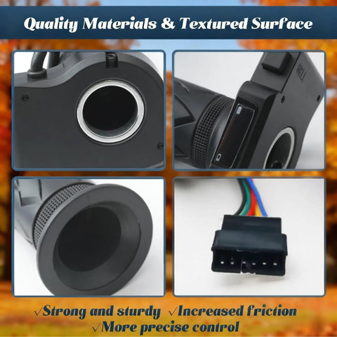 36V Twist Throttle Grip Replacement With LCD Voltage Display And Cruise Control Button detail, plug-and-play 6-pin connector visible
