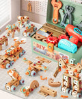 Kids Tool Set With Drill 148 Pieces Toddler Toolbox STEM Montessori Toys For 3 4 5 Year Olds with open toolbox and parts