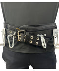 Rear view of Beefy Heavy Duty Scaffold Tool Belt For Carpenters With Nail Bag And Three Pouches, hammer and pliers holders visible
