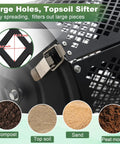 Lightweight 24 Inch Compost Spreader With U Shaped Handle And Durable Metal Mesh Basket perfect for spreading topsoil