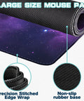Galaxy Space XXL Gaming Mouse Pad 31.5 x 11.8 Inch Large Desk Mat with Smooth Surface and Non Slip Rubber Base Stitched Edges