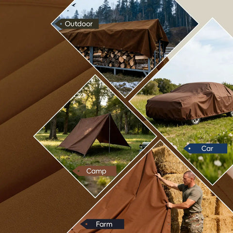 Rugged Heavy Duty Canvas Tarp 4x4 Ft With Rustproof Aluminum Grommets Multipurpose Tarpaulin for outdoor, car, camp, farm use.