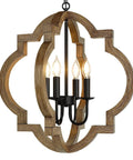 21.6 Inch Farmhouse Wood Orb Chandelier With 4 Lights Rustic Dining Room Light Fixture Adjustable Hanging Chain Black Matte Finish That Pops For Kitchen Island Or Foyer Over Dining Table Bulbs Not Included, featuring rustic wood orb design.