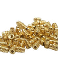 Heavy Duty Brass Heat Set Inserts For 3D Printing And Plastic Components 10-24 Threaded Nuts in a pile, showcasing rust-resistant coating.