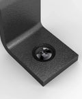 Close-up of 2 Pack 10 Inch Rustic Barn Door Handle Black Steel Pull for sliding doors showing screw and black finish