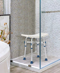 Heavy Duty Shower Chair For Bathtub With 500lb Capacity Adjustable Height No Tools Needed Non Slip Seat Anti Slip Feet White Or Beige Safe And Easy Bathroom Upgrade inside shower
